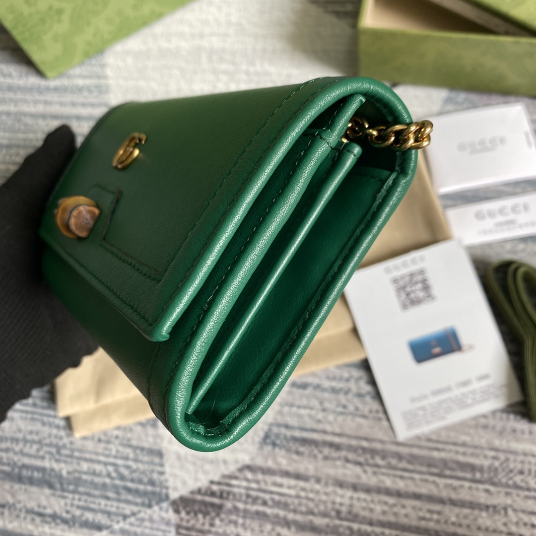 Gucci Diana Chain Wallet With Bamboo 658243 Green